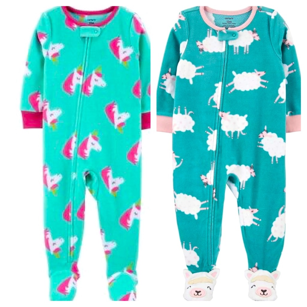Carter’s Baby Girl Fleece Footed Pajamas, Footie, Zip Onesie, 12M